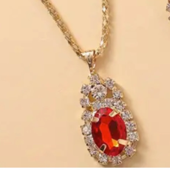 Three Piece Jewelry Set....Oval Charm Necklace,  Earrings, and Ring Set NWT - Picture 5 of 8